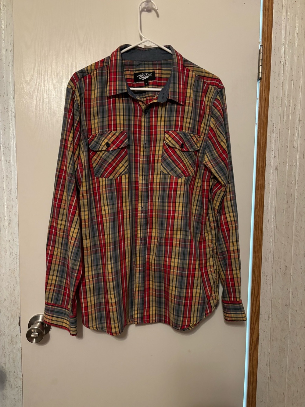 Eighty Eight Red Yellow Blue Plaid Button-Down Shirt